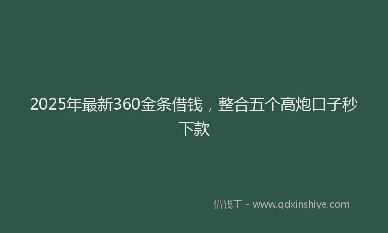 2025年最新360金条借钱，整合五个高炮口子秒下款