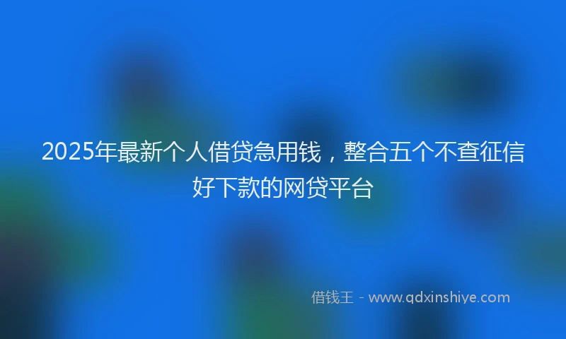 2025年最新个人借贷急用钱，整合五个不查征信好下款的网贷平台