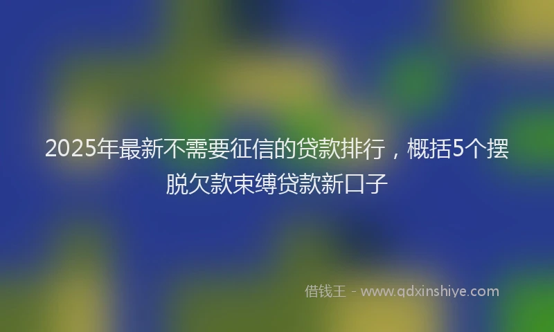 2025年最新不需要征信的贷款排行，概括5个摆脱欠款束缚贷款新口子
