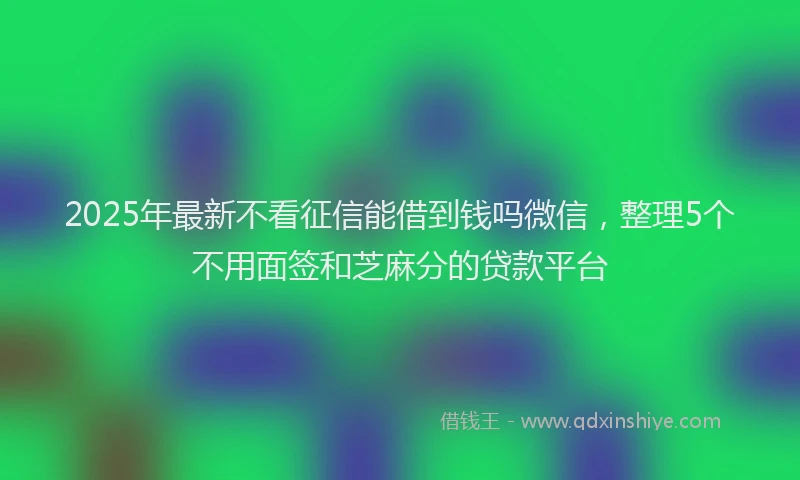 2025年最新不看征信能借到钱吗微信，整理5个不用面签和芝麻分的贷款平台