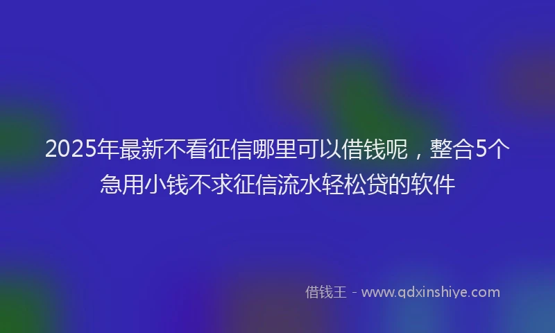 2025年最新不看征信哪里可以借钱呢，整合5个急用小钱不求征信流水轻松贷的软件