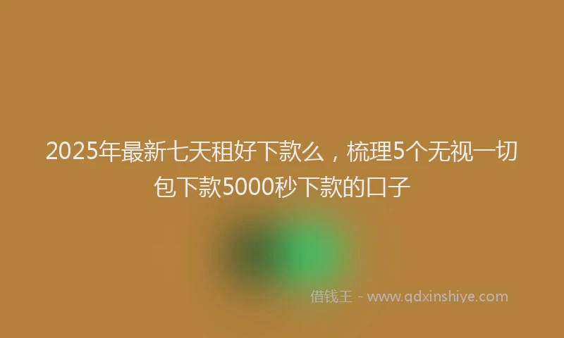 2025年最新七天租好下款么，梳理5个无视一切包下款5000秒下款的口子