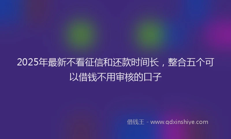 2025年最新不看征信和还款时间长，整合五个可以借钱不用审核的口子