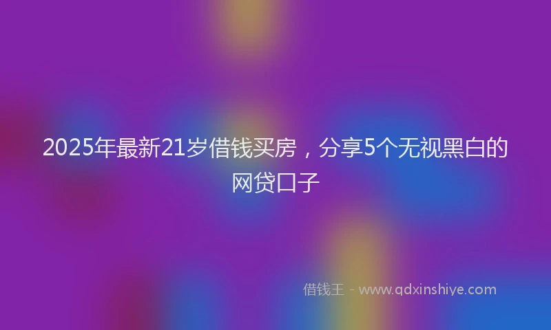 2025年最新21岁借钱买房，分享5个无视黑白的网贷口子