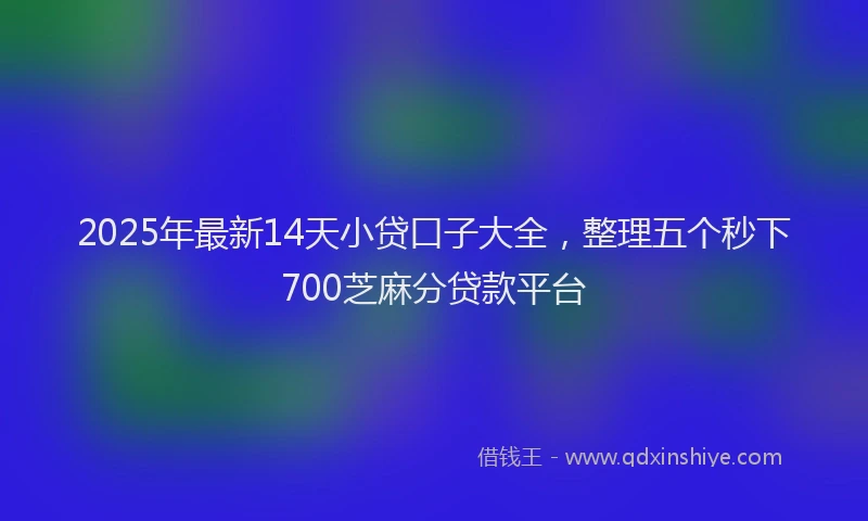 2025年最新14天小贷口子大全，整理五个秒下700芝麻分贷款平台
