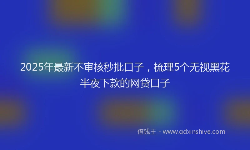 2025年最新不审核秒批口子，梳理5个无视黑花半夜下款的网贷口子
