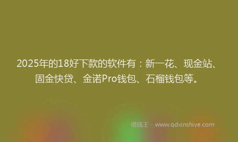 2025年的18好下款的软件有：新一花、现金站、固金快贷、金诺Pro钱包、石榴钱包等。