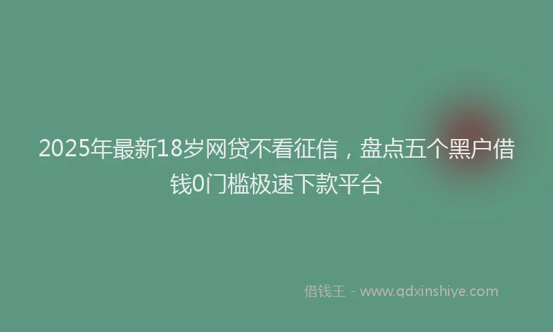 2025年最新18岁网贷不看征信，盘点五个黑户借钱0门槛极速下款平台