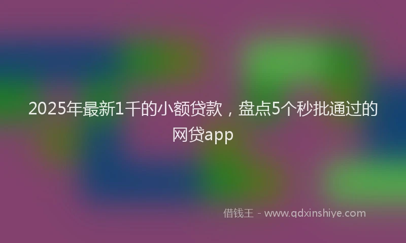 2025年最新1千的小额贷款，盘点5个秒批通过的网贷app
