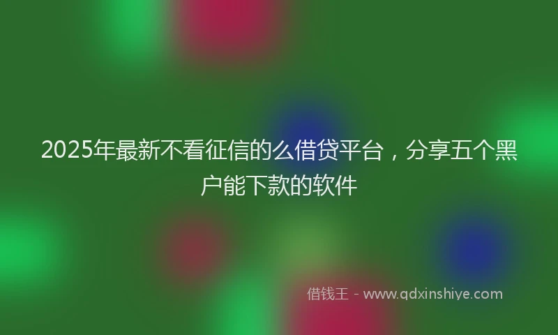 2025年最新不看征信的么借贷平台，分享五个黑户能下款的软件