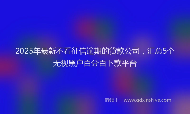 2025年最新不看征信逾期的贷款公司，汇总5个无视黑户百分百下款平台