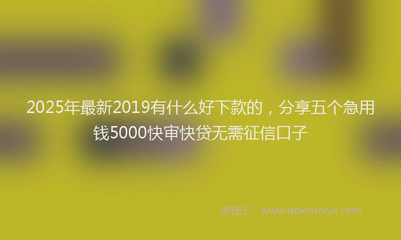2025年最新2019有什么好下款的，分享五个急用钱5000快审快贷无需征信口子