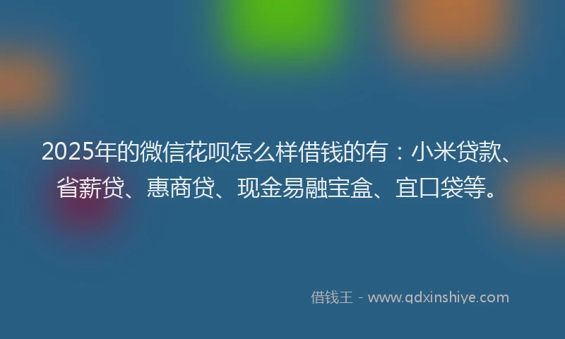 2025年的微信花呗怎么样借钱的有：小米贷款、省薪贷、惠商贷、现金易融宝盒、宜口袋等。