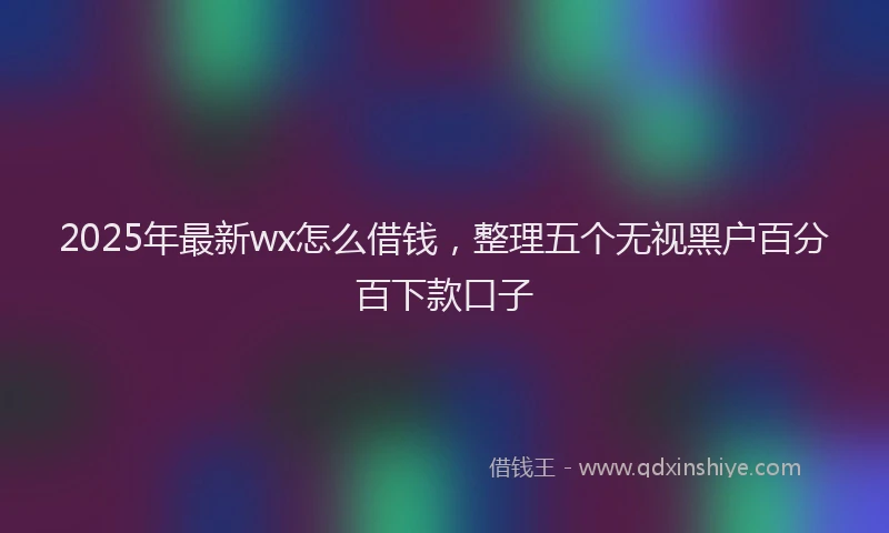2025年最新wx怎么借钱，整理五个无视黑户百分百下款口子