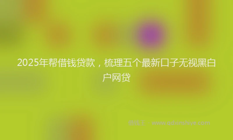 2025年帮借钱贷款，梳理五个最新口子无视黑白户网贷