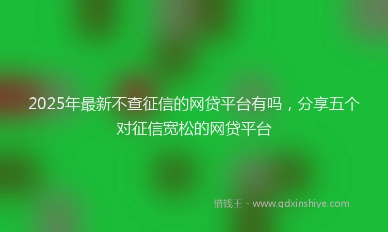 2025年最新不查征信的网贷平台有吗，分享五个对征信宽松的网贷平台