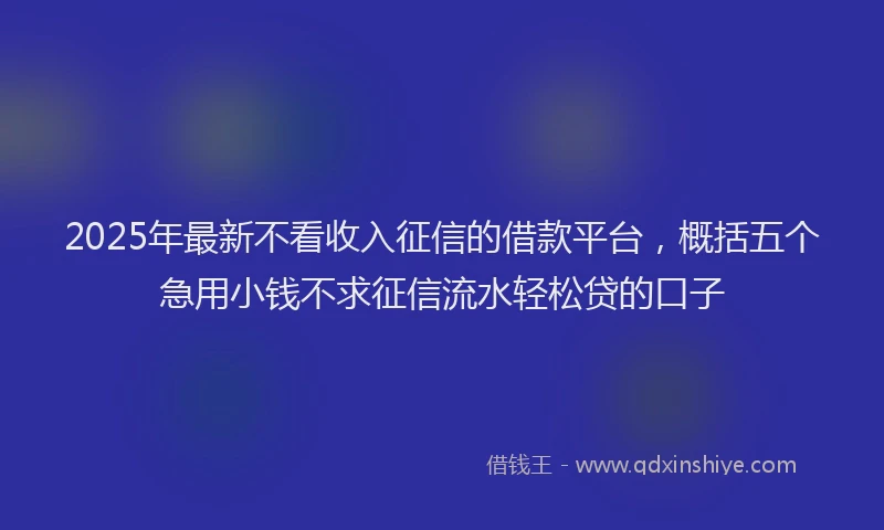 2025年最新不看收入征信的借款平台，概括五个急用小钱不求征信流水轻松贷的口子