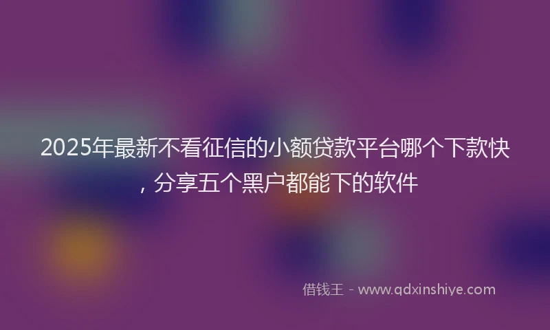 2025年最新不看征信的小额贷款平台哪个下款快，分享五个黑户都能下的软件