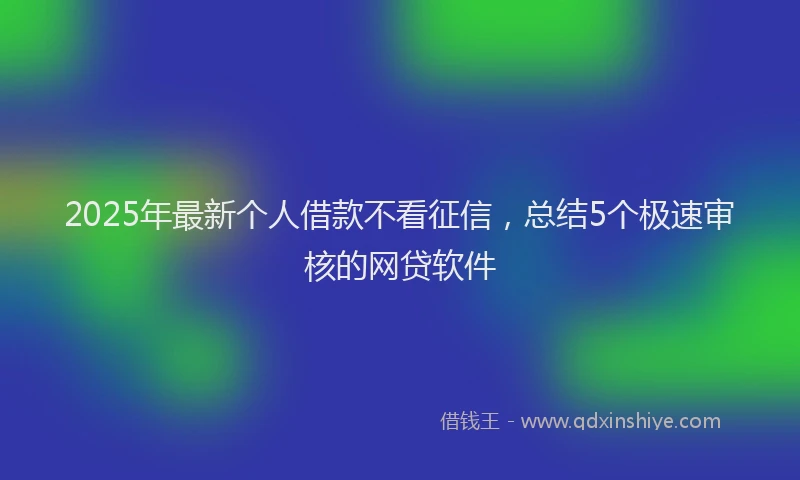 2025年最新个人借款不看征信，总结5个极速审核的网贷软件