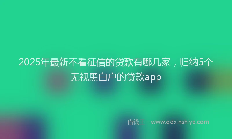 2025年最新不看征信的贷款有哪几家，归纳5个无视黑白户的贷款app