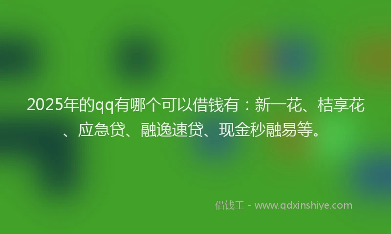 2025年的qq有哪个可以借钱有：新一花、桔享花、应急贷、融逸速贷、现金秒融易等。