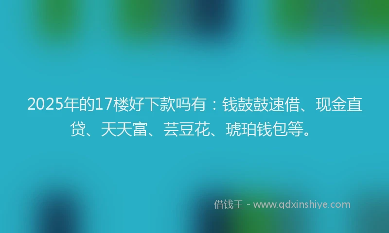 2025年的17楼好下款吗有：钱鼓鼓速借、现金直贷、天天富、芸豆花、琥珀钱包等。