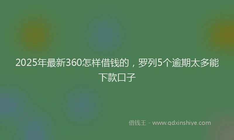 2025年最新360怎样借钱的，罗列5个逾期太多能下款口子