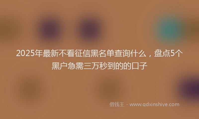 2025年最新不看征信黑名单查询什么，盘点5个黑户急需三万秒到的的口子