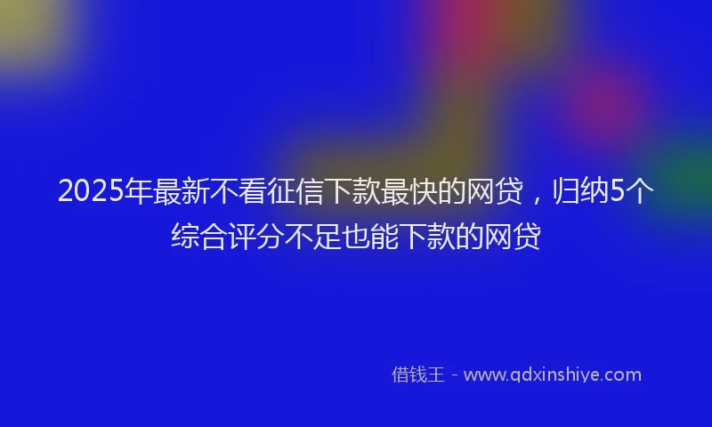 2025年最新不看征信下款最快的网贷，归纳5个综合评分不足也能下款的网贷