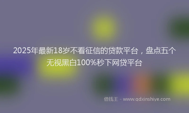 2025年最新18岁不看征信的贷款平台，盘点五个无视黑白100%秒下网贷平台