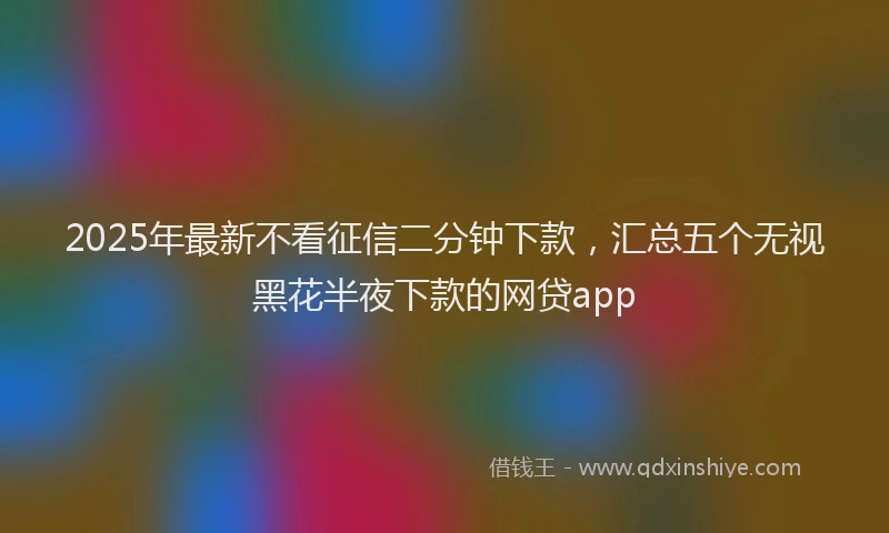 2025年最新不看征信二分钟下款，汇总五个无视黑花半夜下款的网贷app