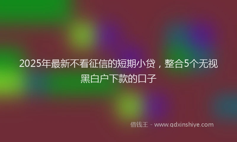 2025年最新不看征信的短期小贷，整合5个无视黑白户下款的口子