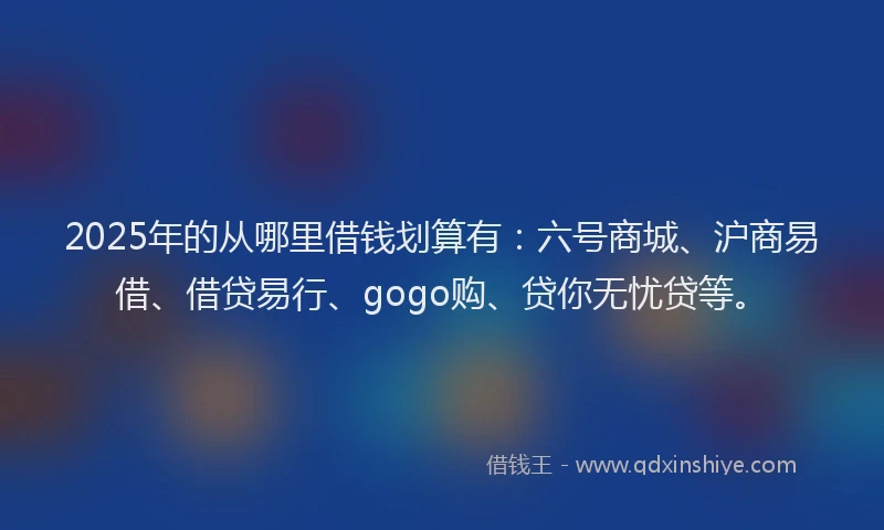 2025年的从哪里借钱划算有：六号商城、沪商易借、借贷易行、gogo购、贷你无忧贷等。
