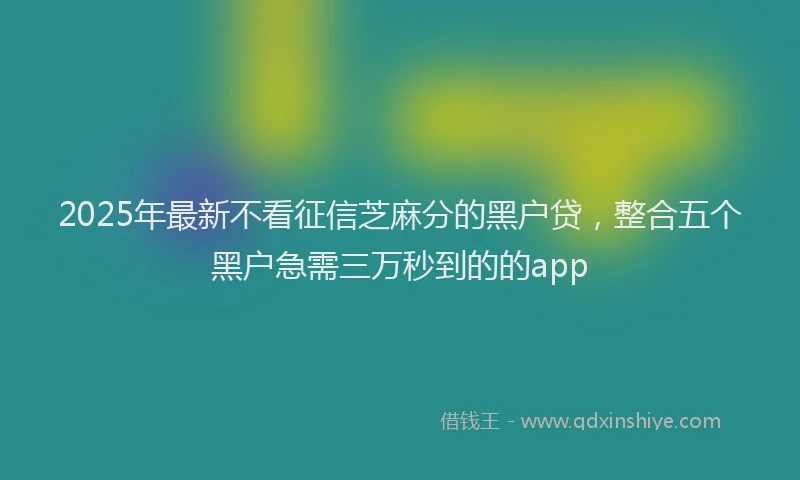 2025年最新不看征信芝麻分的黑户贷，整合五个黑户急需三万秒到的的app
