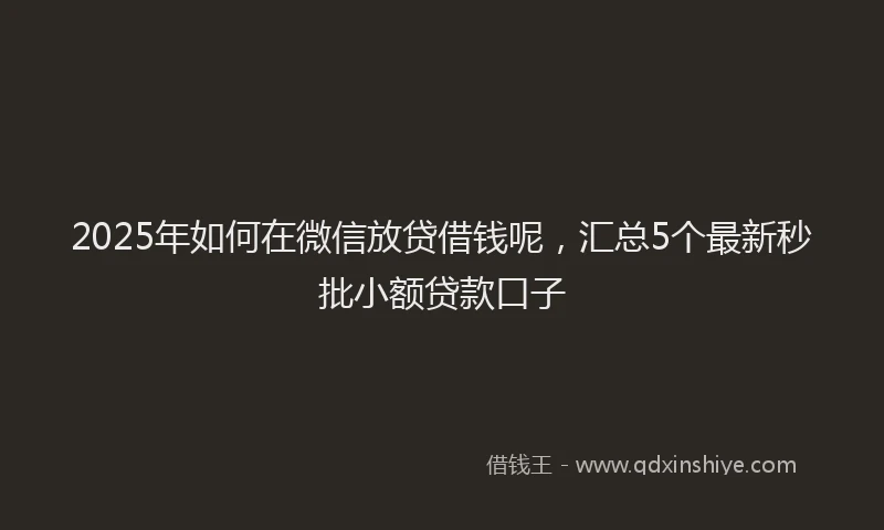 2025年如何在微信放贷借钱呢，汇总5个最新秒批小额贷款口子