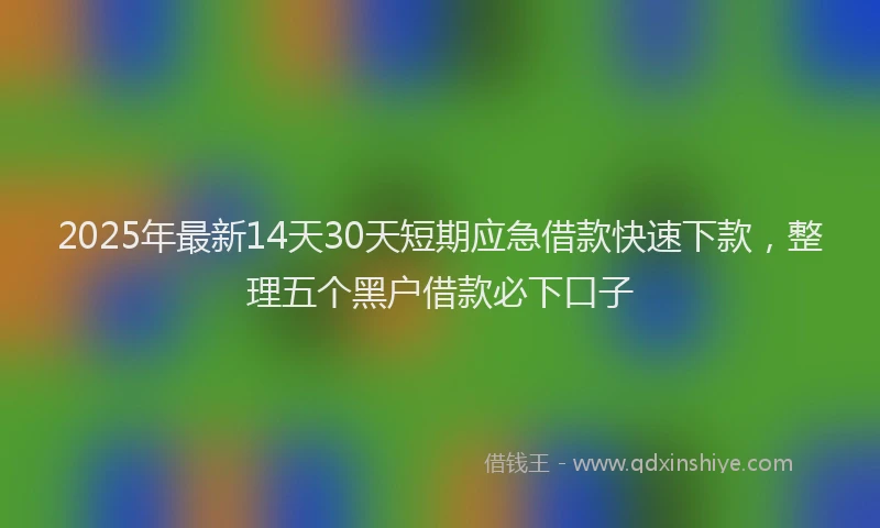 2025年最新14天30天短期应急借款快速下款，整理五个黑户借款必下口子