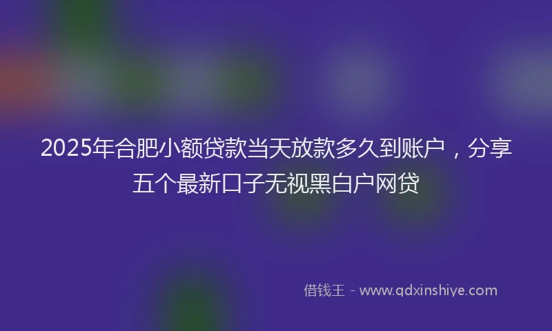 2025年合肥小额贷款当天放款多久到账户，分享五个最新口子无视黑白户网贷