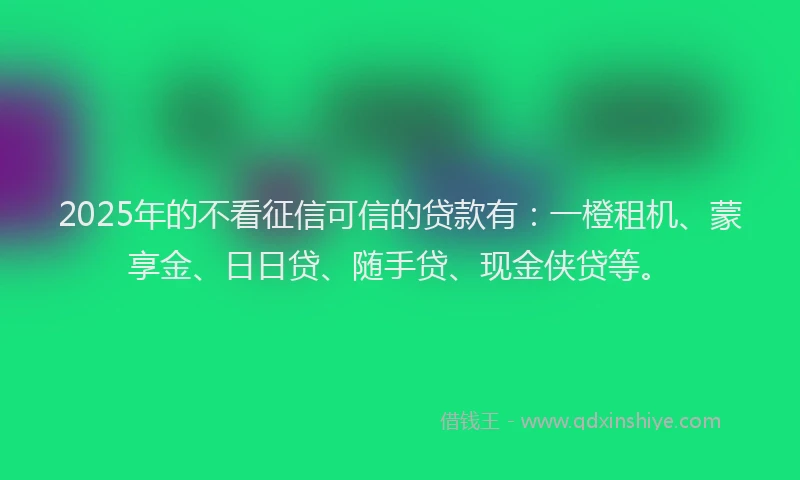 2025年的不看征信可信的贷款有：一橙租机、蒙享金、日日贷、随手贷、现金侠贷等。