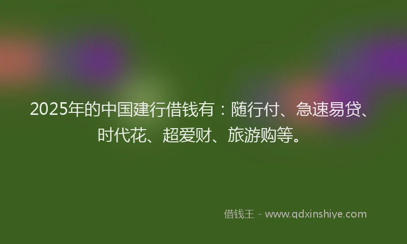 2025年的中国建行借钱有：随行付、急速易贷、时代花、超爱财、旅游购等。