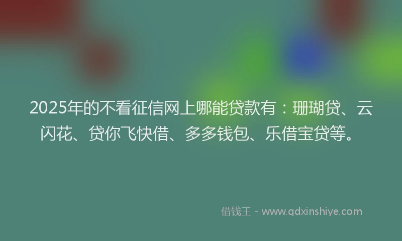 2025年的不看征信网上哪能贷款有：珊瑚贷、云闪花、贷你飞快借、多多钱包、乐借宝贷等。