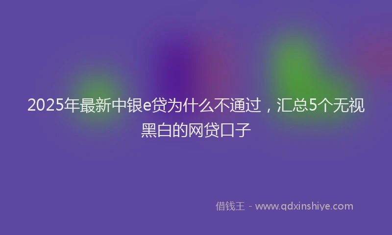 2025年最新中银e贷为什么不通过，汇总5个无视黑白的网贷口子