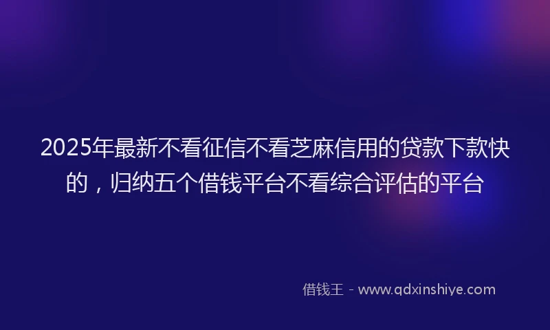 2025年最新不看征信不看芝麻信用的贷款下款快的，归纳五个借钱平台不看综合评估的平台