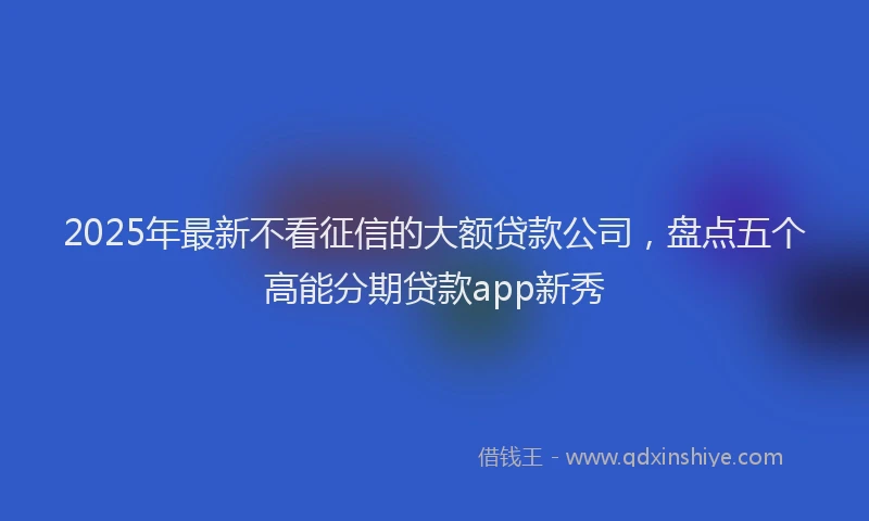 2025年最新不看征信的大额贷款公司，盘点五个高能分期贷款app新秀