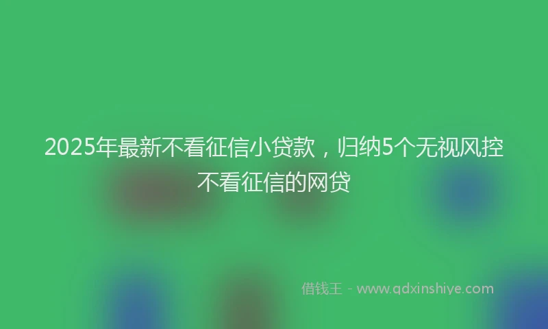 2025年最新不看征信小贷款，归纳5个无视风控不看征信的网贷
