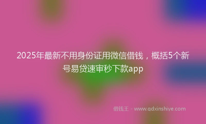 2025年最新不用身份证用微信借钱，概括5个新号易贷速审秒下款app