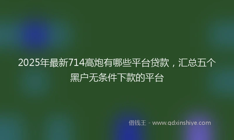 2025年最新714高炮有哪些平台贷款，汇总五个黑户无条件下款的平台