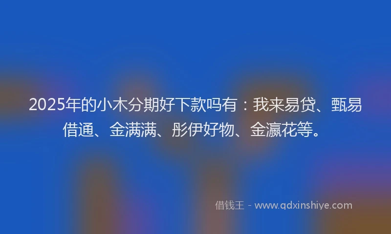 2025年的小木分期好下款吗有：我来易贷、甄易借通、金满满、彤伊好物、金瀛花等。