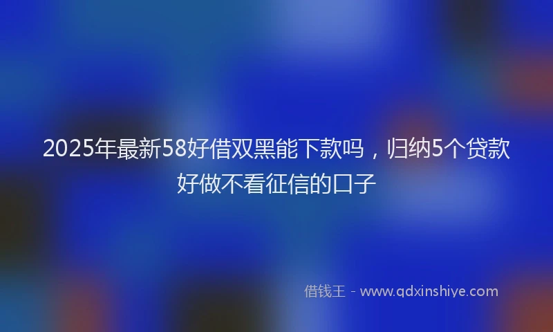 2025年最新58好借双黑能下款吗，归纳5个贷款好做不看征信的口子