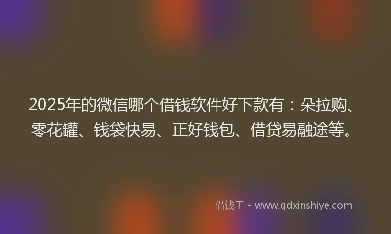 2025年的微信哪个借钱软件好下款有：朵拉购、零花罐、钱袋快易、正好钱包、借贷易融途等。