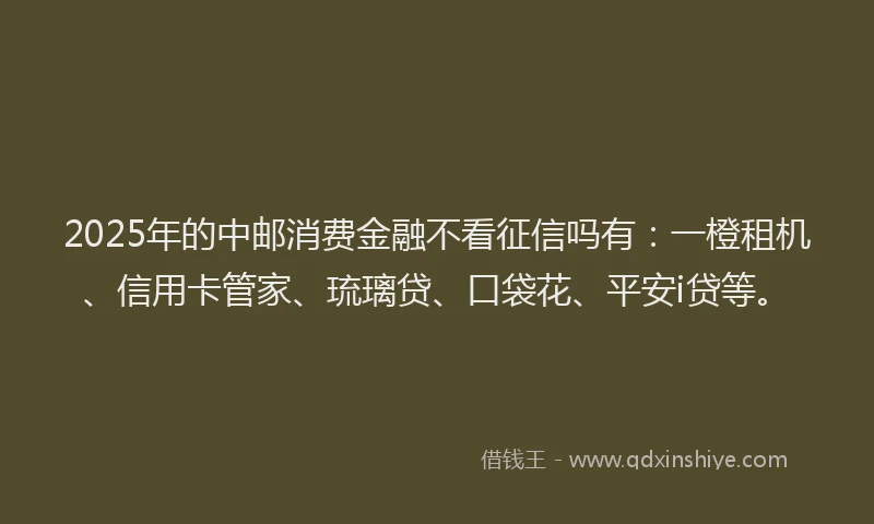 2025年的中邮消费金融不看征信吗有：一橙租机、信用卡管家、琉璃贷、口袋花、平安i贷等。